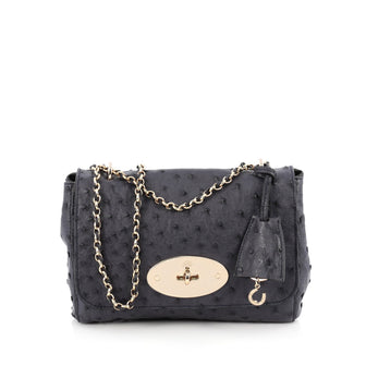 Mulberry Lily Chain Flap Bag Ostrich Small Blue 1929401