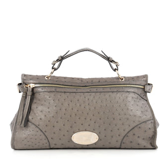 Mulberry Taylor Satchel Ostrich Large Gray 1929402
