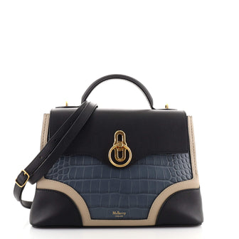 Mulberry Seaton Top Handle Bag Leather and Crocodile Embossed Leather Small