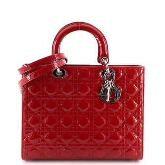 Christian Dior Lady Dior Bag Cannage Quilt Patent Large