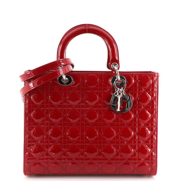 Christian Dior Lady Dior Bag Cannage Quilt Patent Large