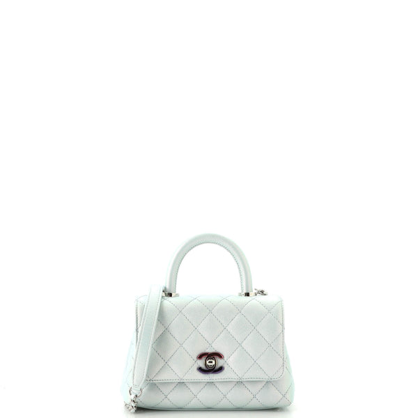 Chanel Coco Top Handle Bag Quilted Iridescent Caviar with Gradient Hardware  Extra Mini Metallic 1929591