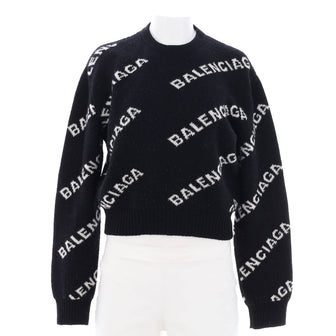 Balenciaga Women's Allover Logo Sweater Wool Blend