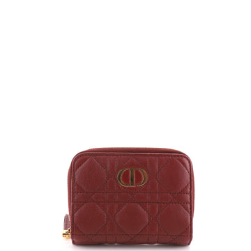 Christian Dior Caro Zipped Wallet Cannage Quilt Grained Calfskin Compact