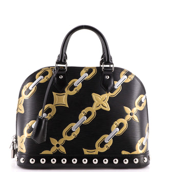 Louis Vuitton Alma Handbag Chain Flower Print Epi Leather PM