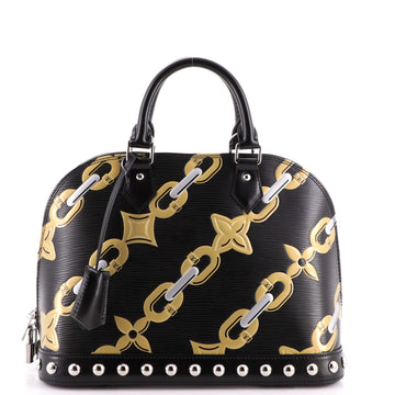 Louis Vuitton Alma Handbag Chain Flower Print Epi Leather PM