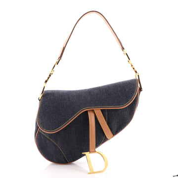 Christian Dior Vintage Saddle Bag Denim Medium
