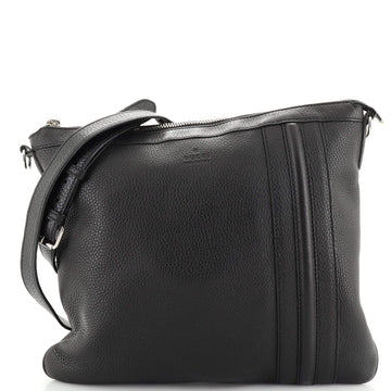 Gucci Zip Messenger Bag Leather with Striped Detail Medium