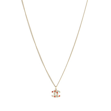 Chanel CC Pendant Necklace Multicolor Crystal Embellished Metal