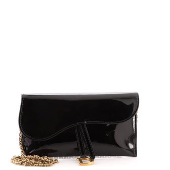Christian Dior Saddle Chain Wallet Patent