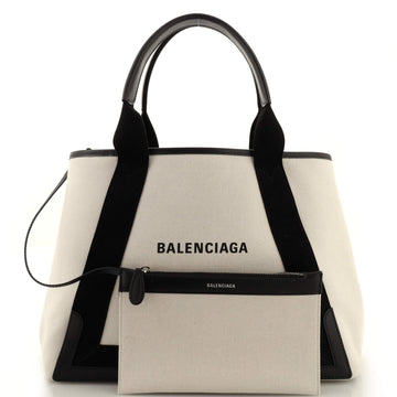 Balenciaga Navy Cabas Canvas with Leather Medium