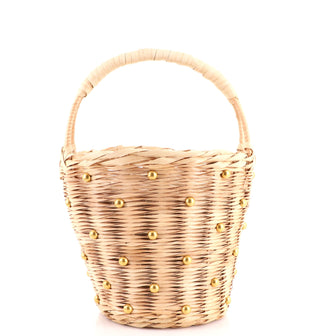 Saint Laurent Basket Bag Studded Wicker