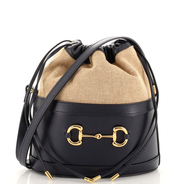 Gucci Horsebit 1955 Bucket Crossbody Bag Leather and Canvas Small