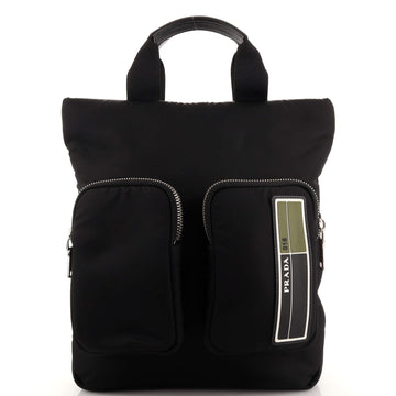 Prada Logo Patch Double Pocket Backpack Tessuto Large