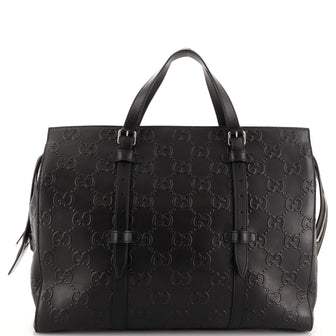 Gucci Tote Bag GG Embossed Perforated Leather Large
