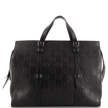 Gucci Tote Bag GG Embossed Perforated Leather Large
