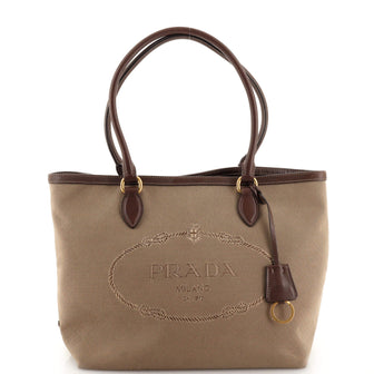 Prada Logo Open Tote Canvas Medium