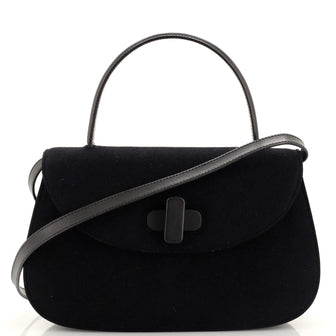 Gucci Vintage Top Handle Flap Bag Felt Medium