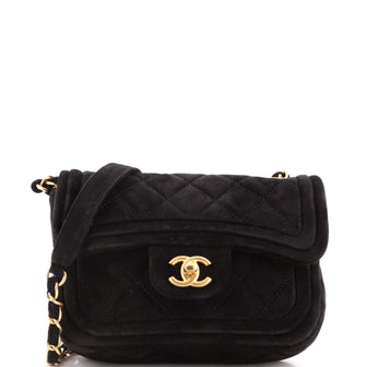 Chanel CC Chain Flap Bag Quilted Suede Mini