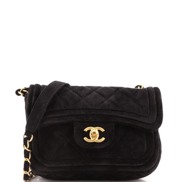 Chanel CC Chain Flap Bag Quilted Suede Mini