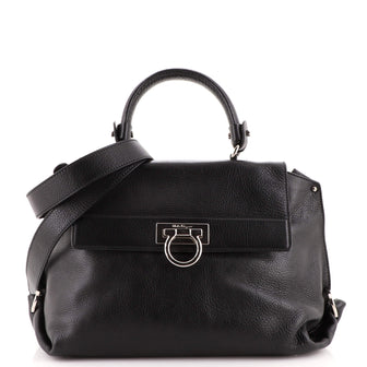 Salvatore Ferragamo Sofia Satchel Pebbled Leather Medium