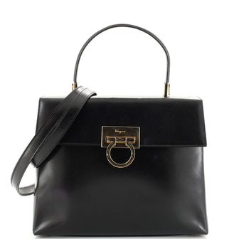 Salvatore Ferragamo Gancini Convertible Top Handle Bag Leather Medium
