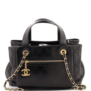 Chanel Shopping Tote Quilted Denim with Stitched Calfskin Medium