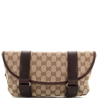 Gucci Vintage Double Buckle Belt Bag GG Canvas Large
