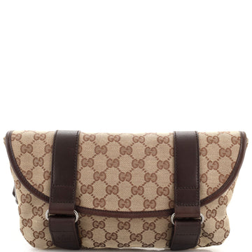 Gucci Vintage Double Buckle Belt Bag GG Canvas Large