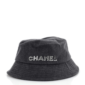 Chanel Logo Letters Bucket Hat Embroidered Denim