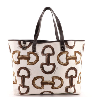 Gucci Bamboo Link Tote Horsebit Canvas
