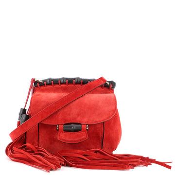 Gucci Nouveau Fringe Crossbody Bag Suede Small