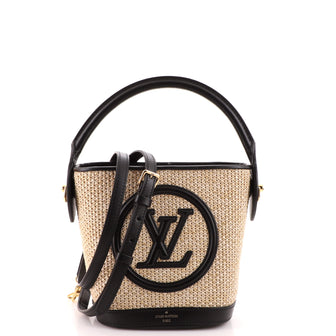 Louis Vuitton Petit Bucket NM Bag Raffia with Leather Black 2385421