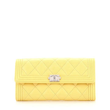 Chanel Boy Flap Wallet Quilted Lambskin Long