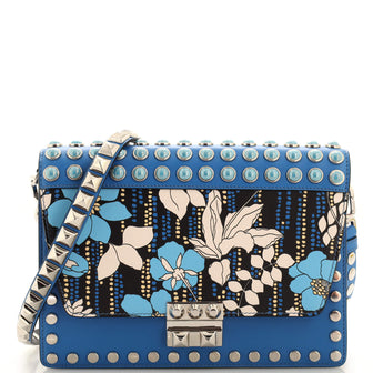 Prada Elektra Shoulder Bag Studded Printed Leather Small