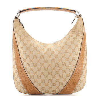 Gucci Vintage Zip Hobo GG Canvas with Leather Large
