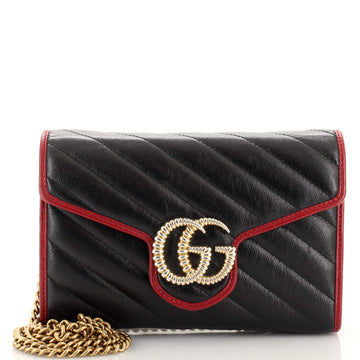 Gucci GG Marmont Chain Wallet Diagonal Quilted Leather Mini