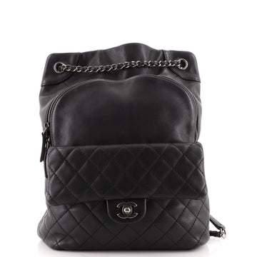 Chanel Drawstring CC Flap Backpack Quilted Lambskin Medium