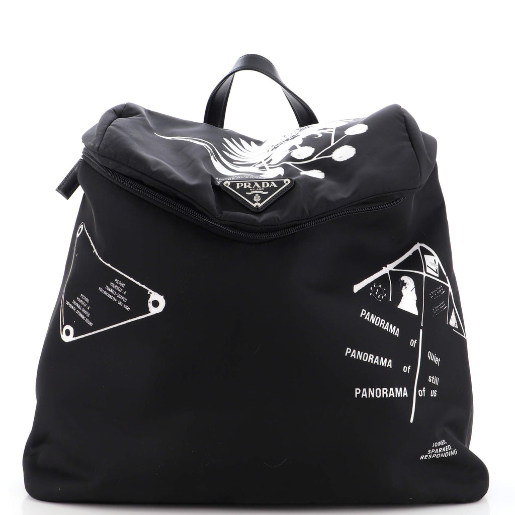 Prada Signaux Backpack Printed Nylon Black 192969385