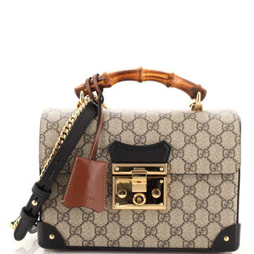Gucci Padlock Bamboo Shoulder Bag GG Coated Canvas Small