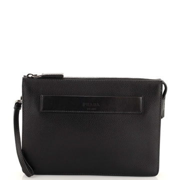 Prada Wristlet Zip Clutch Vitello Daino Medium