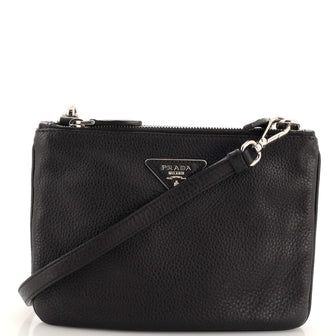 Prada Double Zip Crossbody Bag Vitello Daino Small