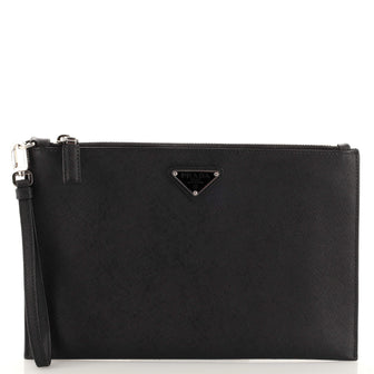 Prada Wristlet Clutch Saffiano Leather Medium