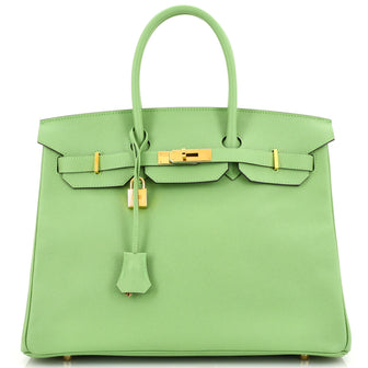 Hermes Birkin Handbag Green Epsom with Gold Hardware 35