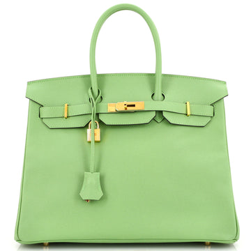 Hermes Birkin Handbag Green Epsom with Gold Hardware 35