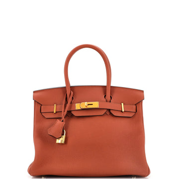 Hermes Birkin Handbag Brown Togo with Gold Hardware 30
