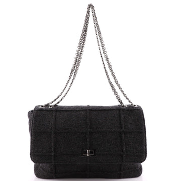 Chanel Chocolate Bar Mademoiselle Flap Bag Quilted Wool Jumbo