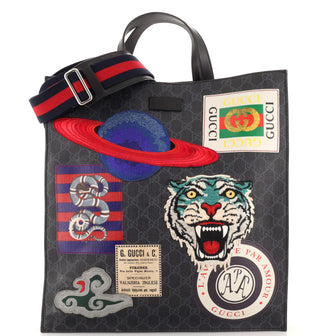 Gucci Courrier Convertible Soft Open Tote GG Coated Canvas with Applique North South