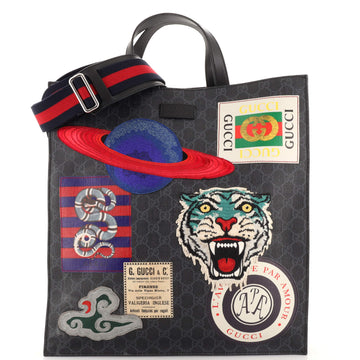 Gucci Courrier Convertible Soft Open Tote GG Coated Canvas with Applique North South