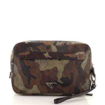 Prada Wristlet Travel Organizer Printed Saffiano Leather